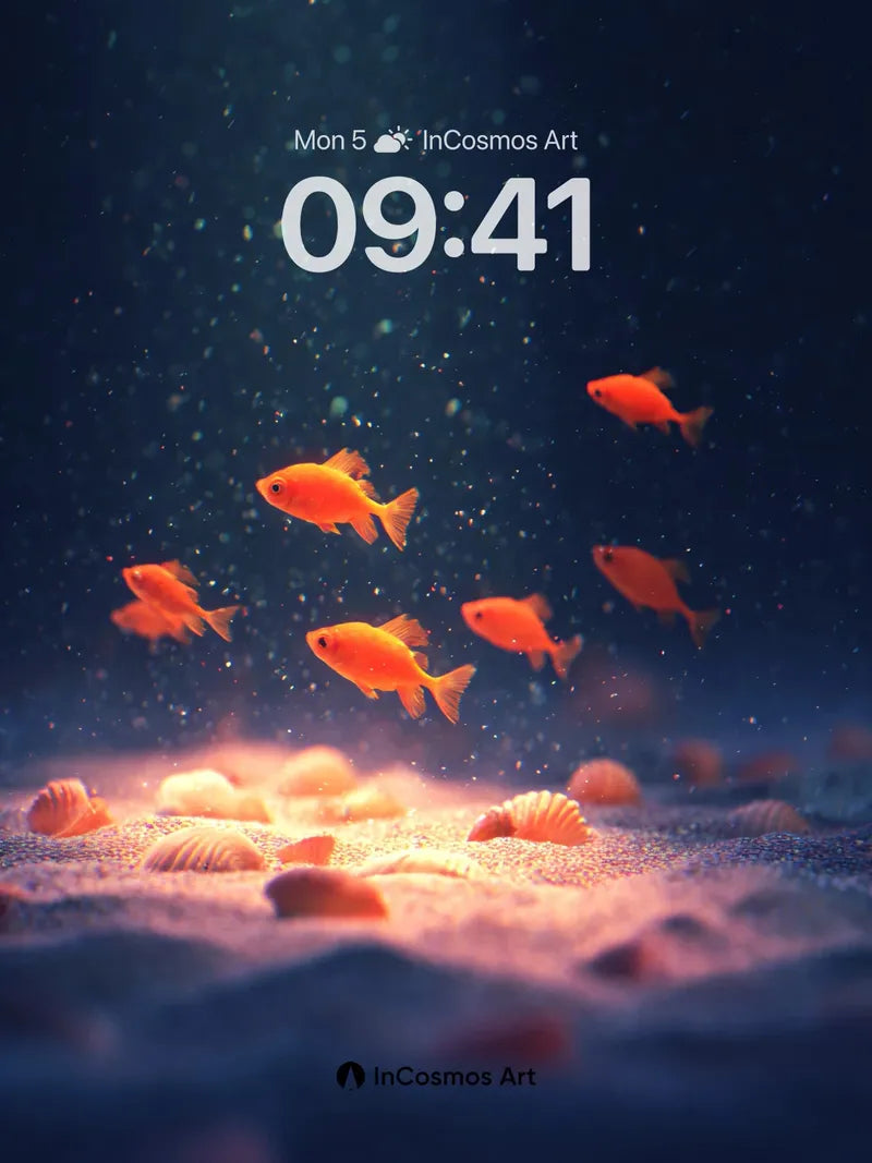 Deep Sea Amber Glow Wallpaper with Floating Light wallpaper for iPhone, iPad & Mac