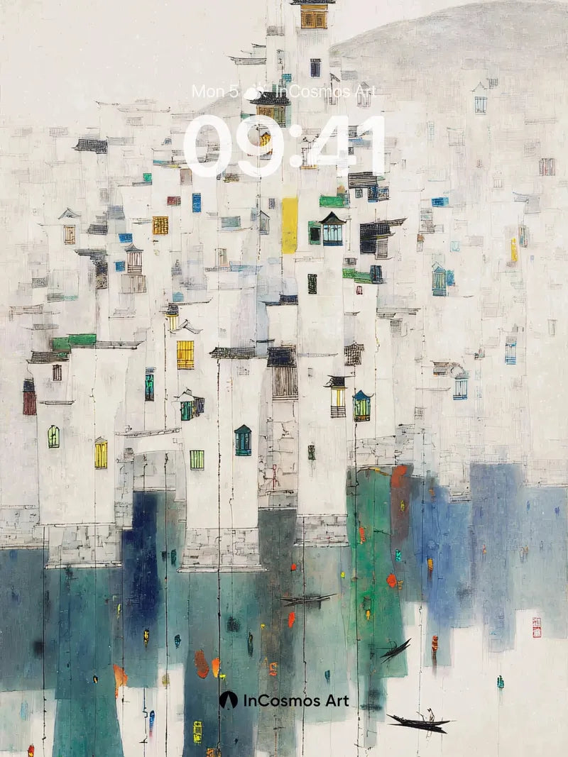 Silent Water Town Wallpaper with Floating Reflections