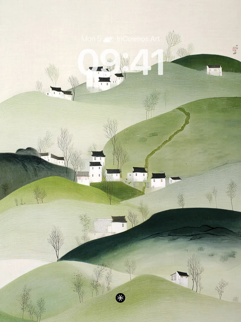 Serene Hillside Wallpaper with Inked Layers wallpaper for iPhone, iPad & Mac