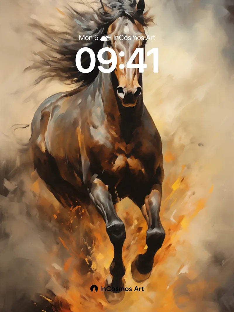 Feral Flame Wallpaper with Storm-Whipped Mane wallpaper for iPhone, iPad & Mac