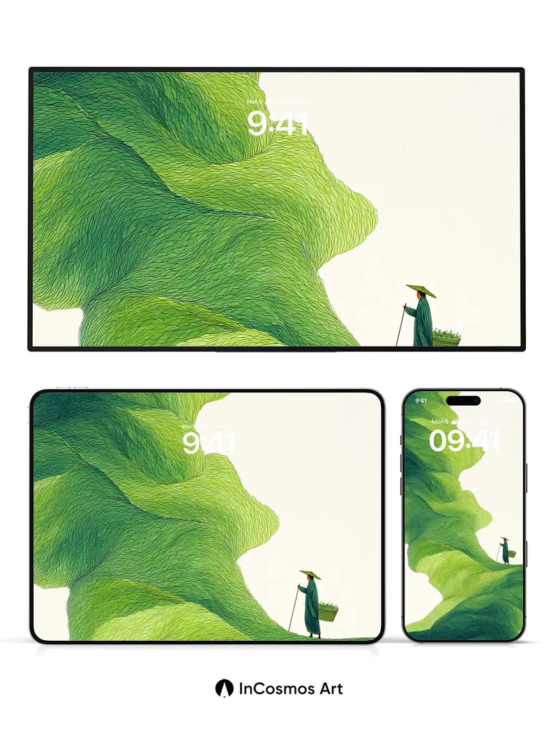 Whispering Ridge Wallpaper with Wandering Farmer