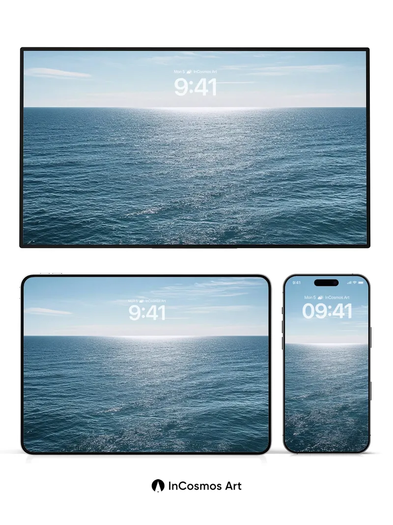 Serenity Horizon Wallpaper with Sunlit Ripples