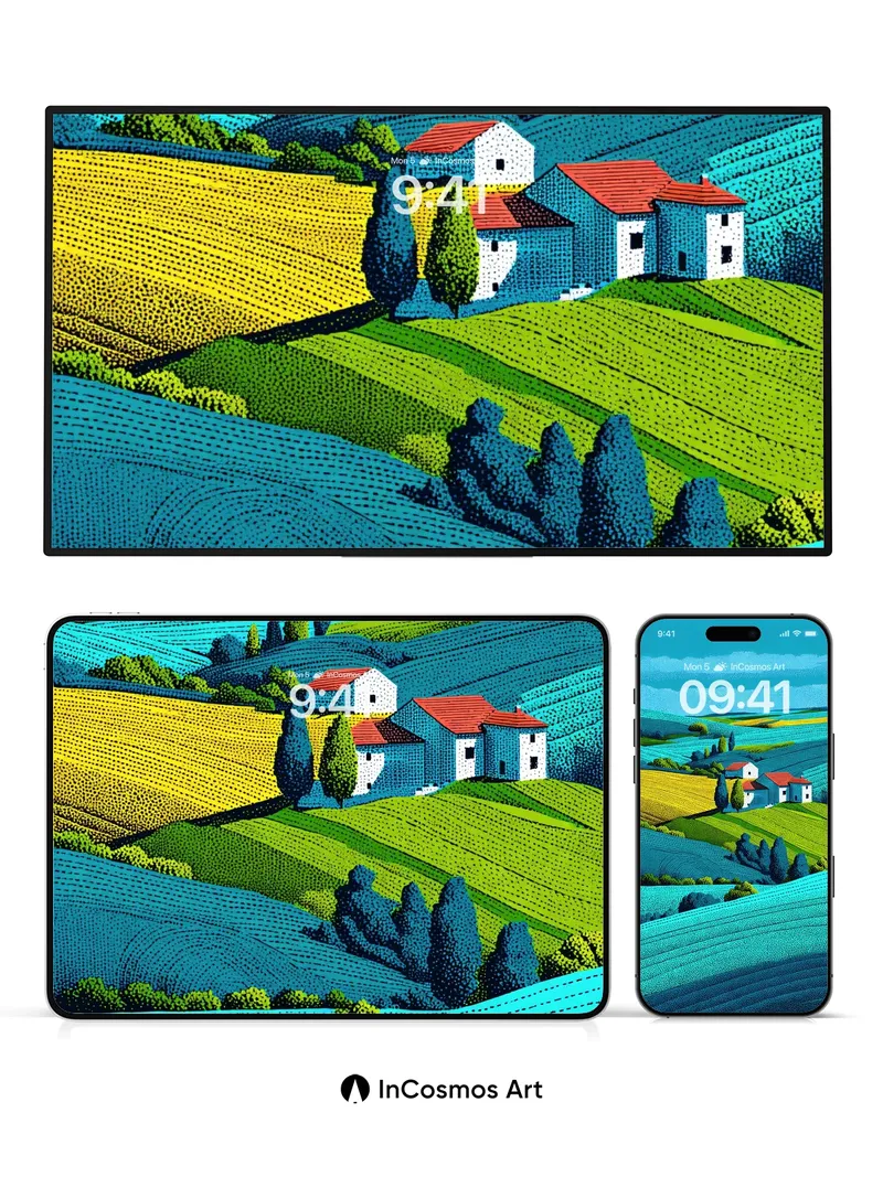 Serenity Field Wallpaper with Textured Light