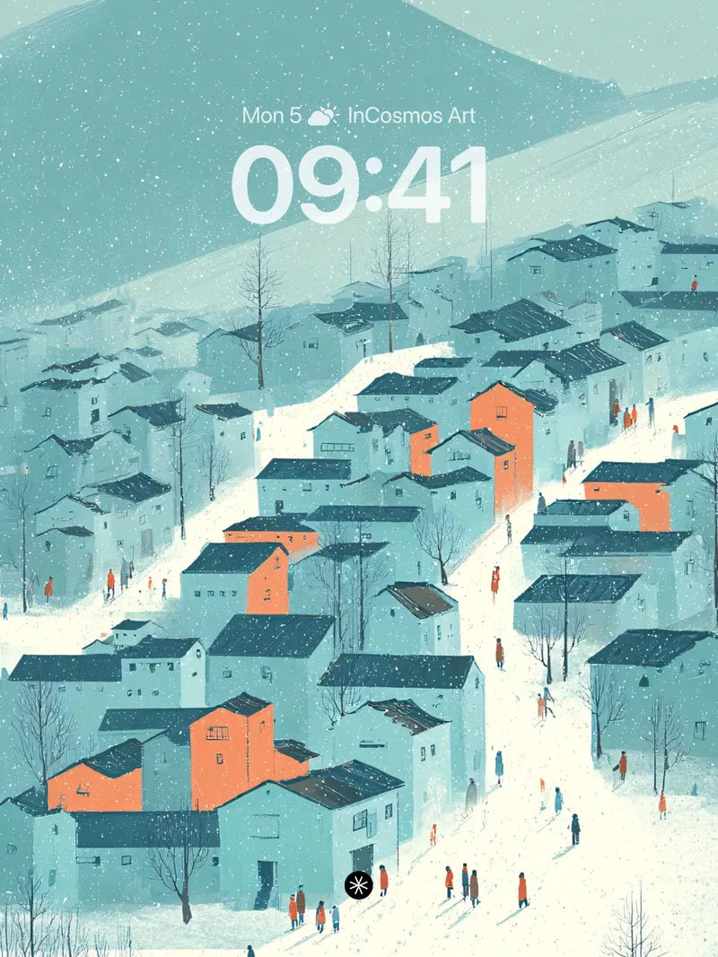 Cozy Snowy Village Winter Wallpaper Background wallpaper for iPhone, iPad & Mac