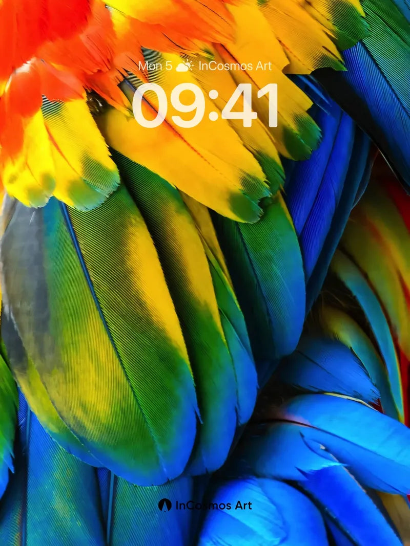 Rainbow Feather Wallpaper with Living Light