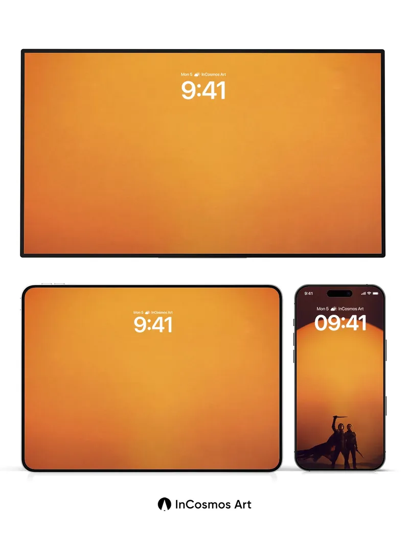 Solar Silence Wallpaper with Shadowed Warriors