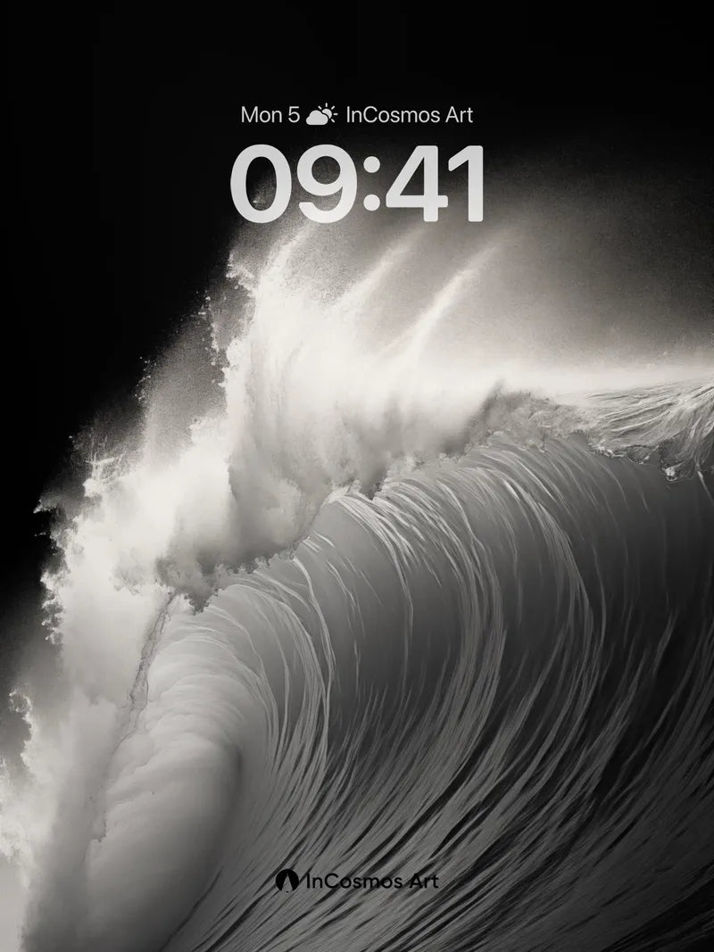 Monochrome Surge Wallpaper with Hokusai Echo