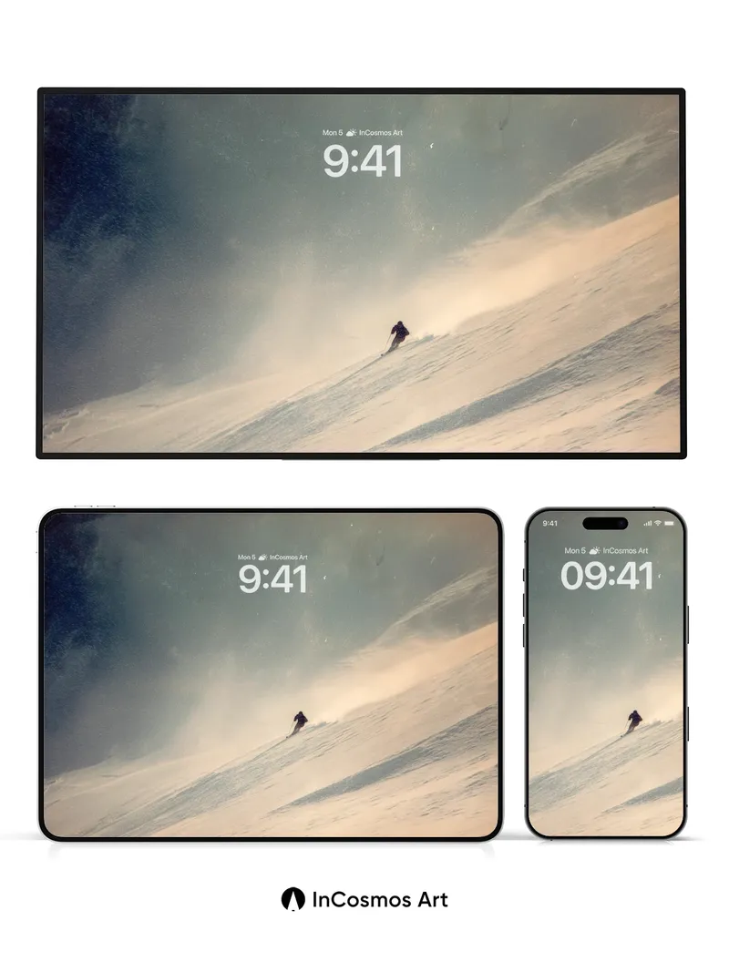 Solitary Descent Wallpaper with Snowstorm Breath