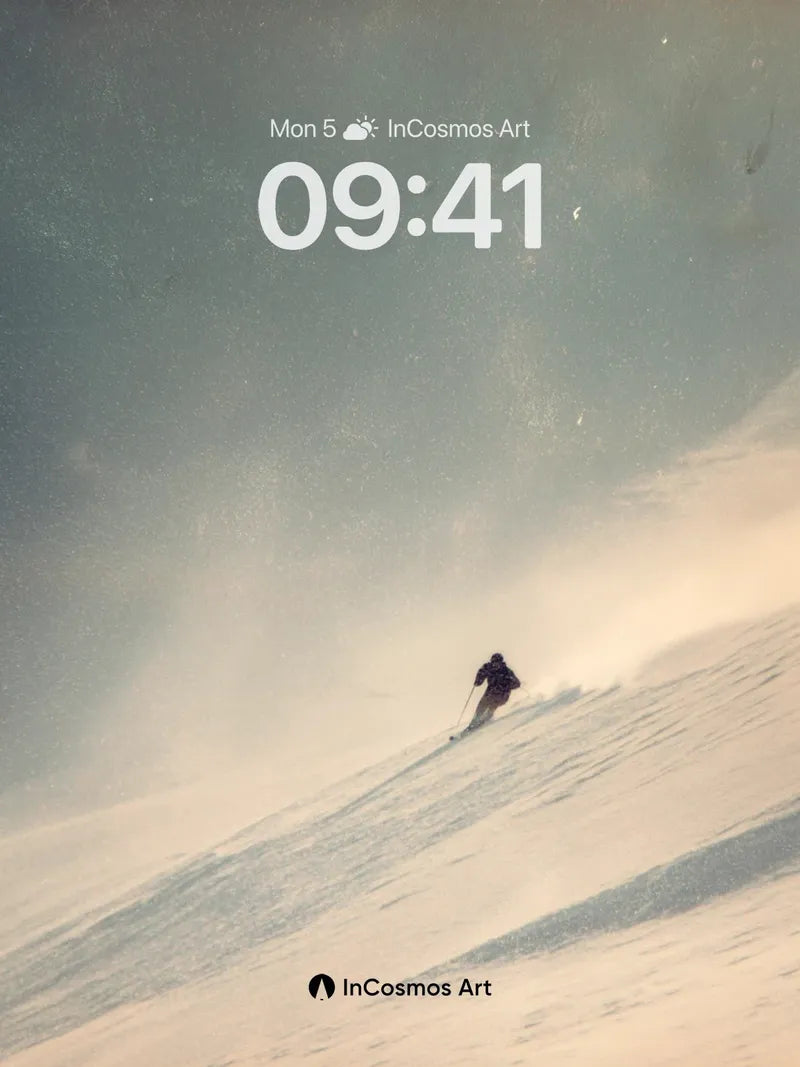 Solitary Descent Wallpaper with Snowstorm Breath