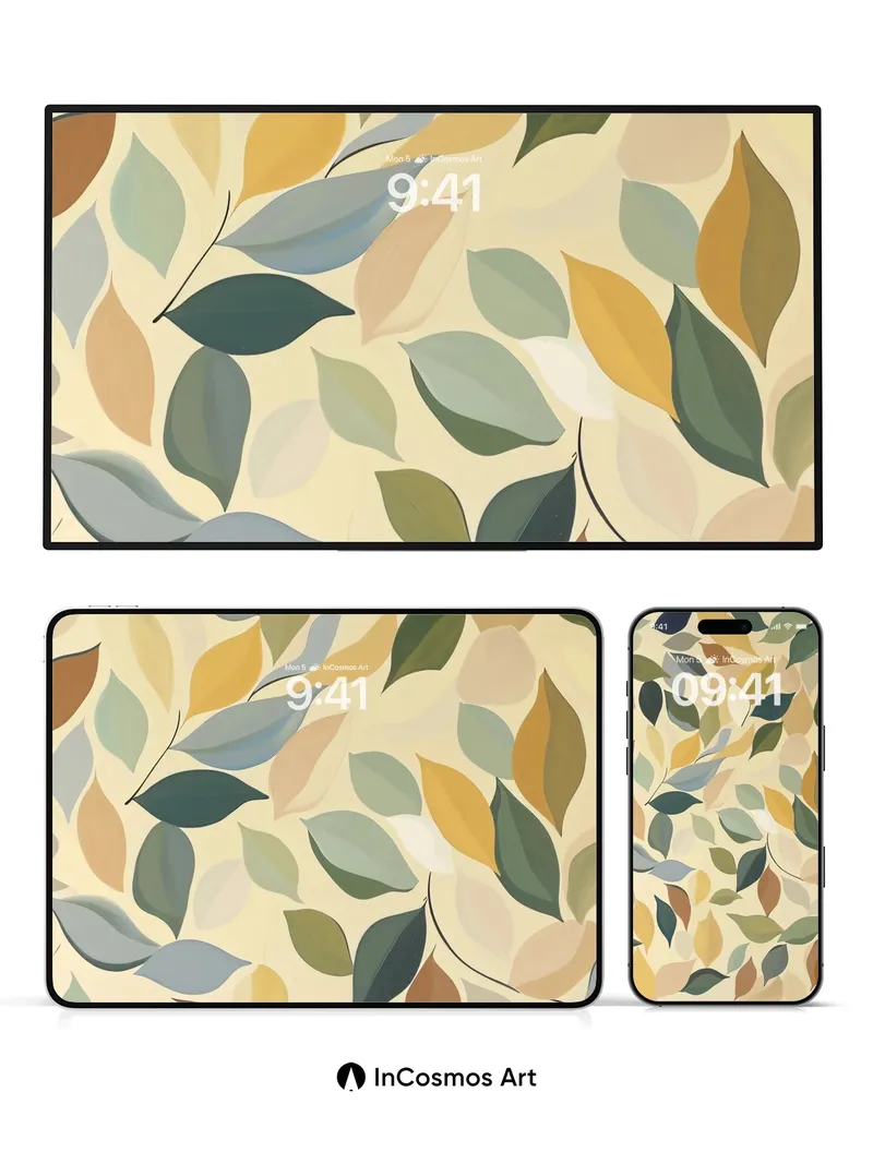 Whispering Leaf Wallpaper with Autumn Hues