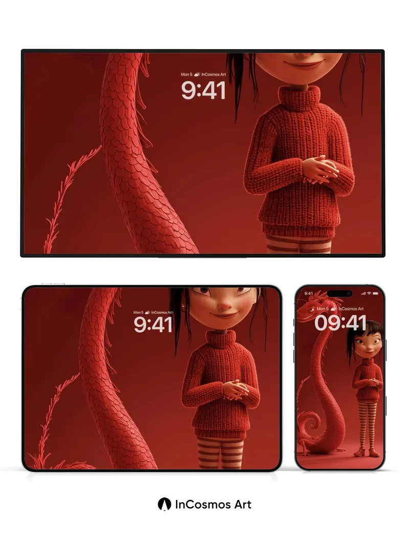 Whispering Red Dragon Wallpaper with Knit Warmth