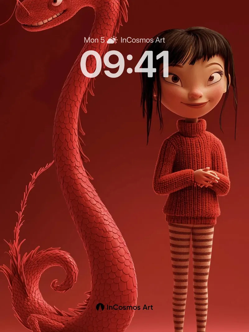 Whispering Red Dragon Wallpaper with Knit Warmth
