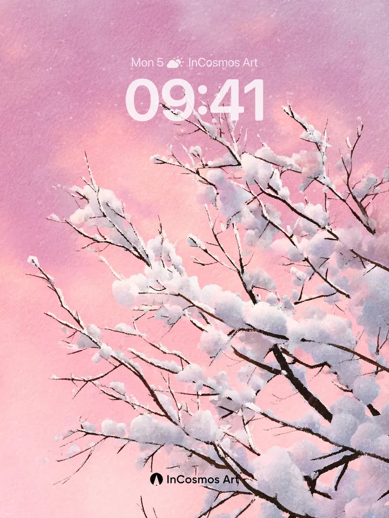 Frost Whisper Wallpaper with Pink Sky Veil