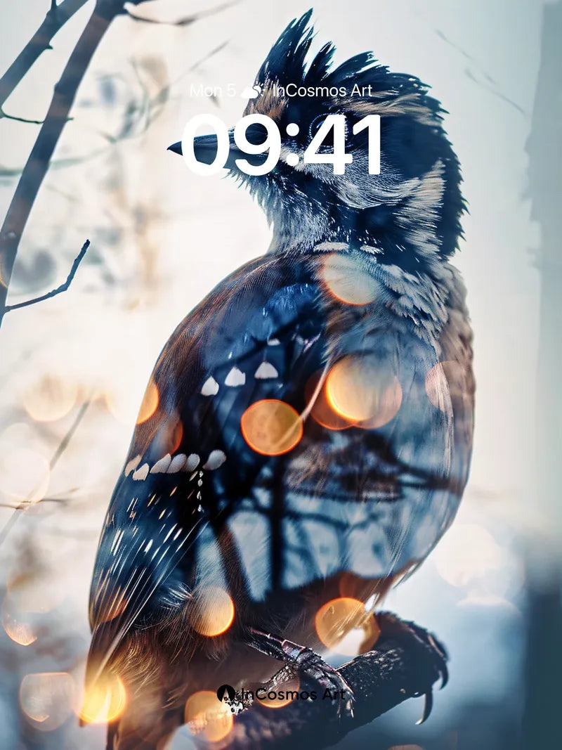 Whispering Woodpecker Wallpaper with Golden Haze