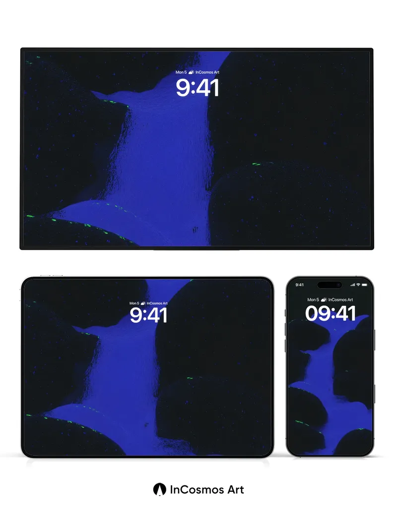 Neon Veil Wallpaper with Bioluminescent Rocks