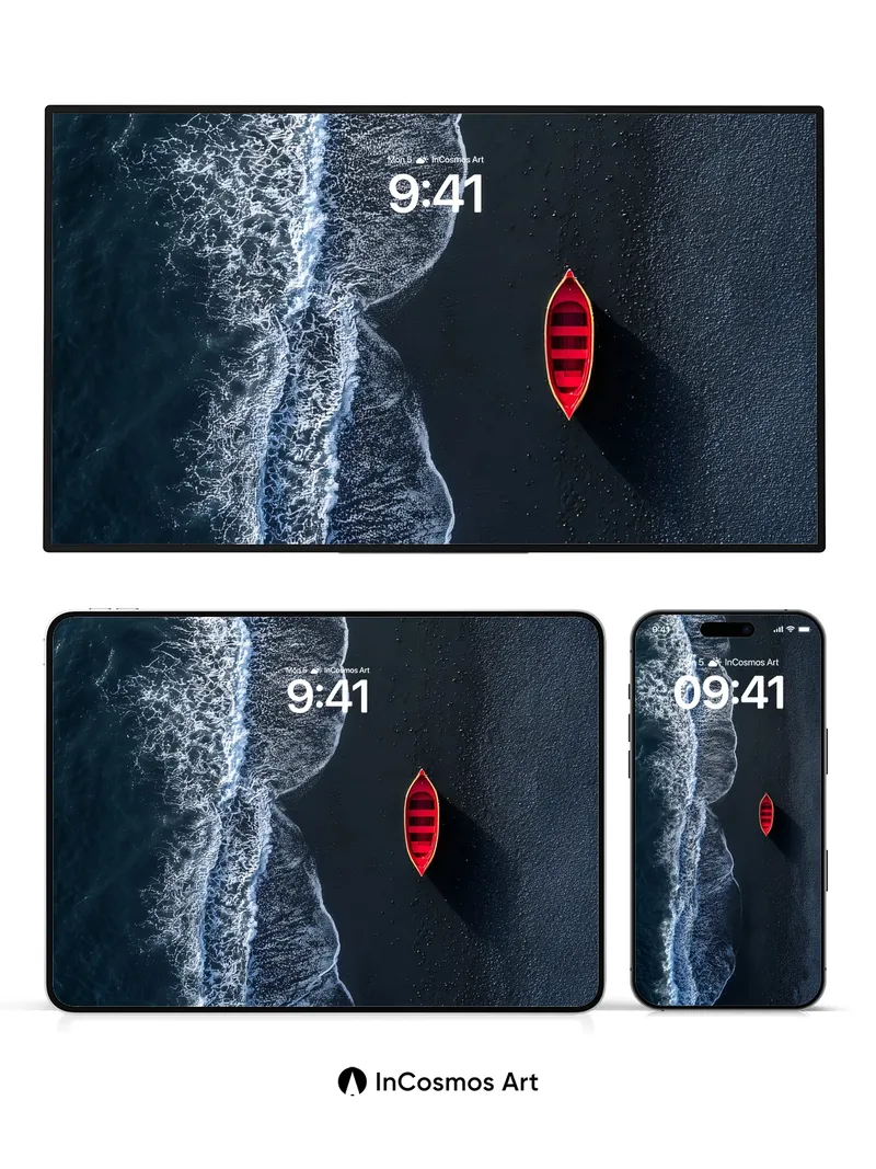 Serenity Drift Wallpaper with Crimson Solitude