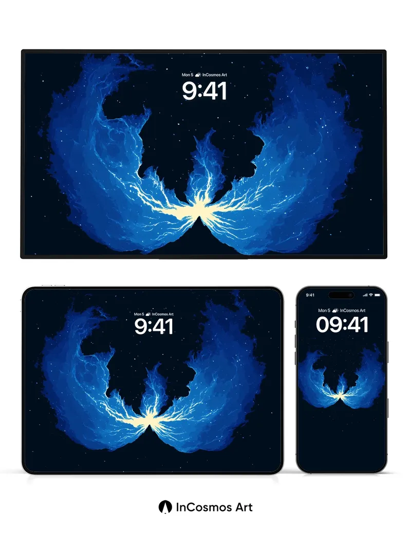 Electric Nebula Wallpaper with Cosmic Wings