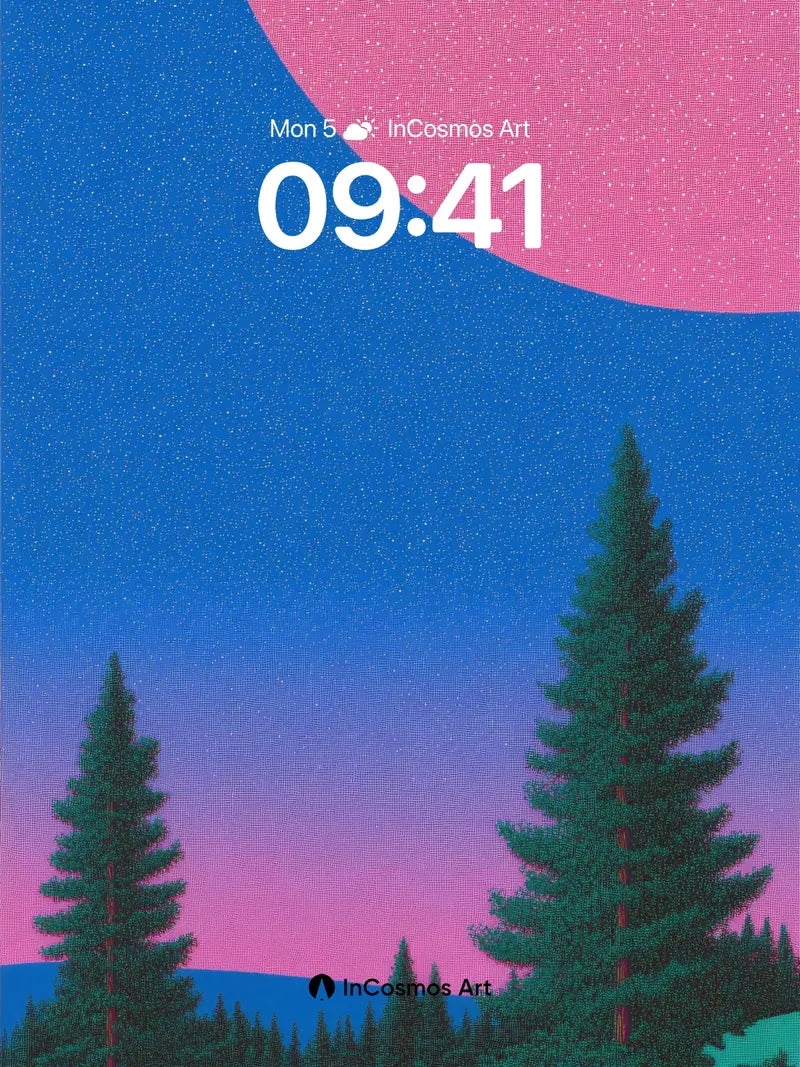 Velvet Night Sky Wallpaper with Cosmic Pine