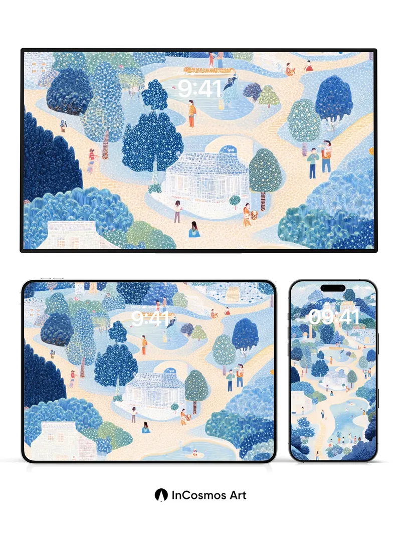 Whispering Path Wallpaper with Starlit Trees