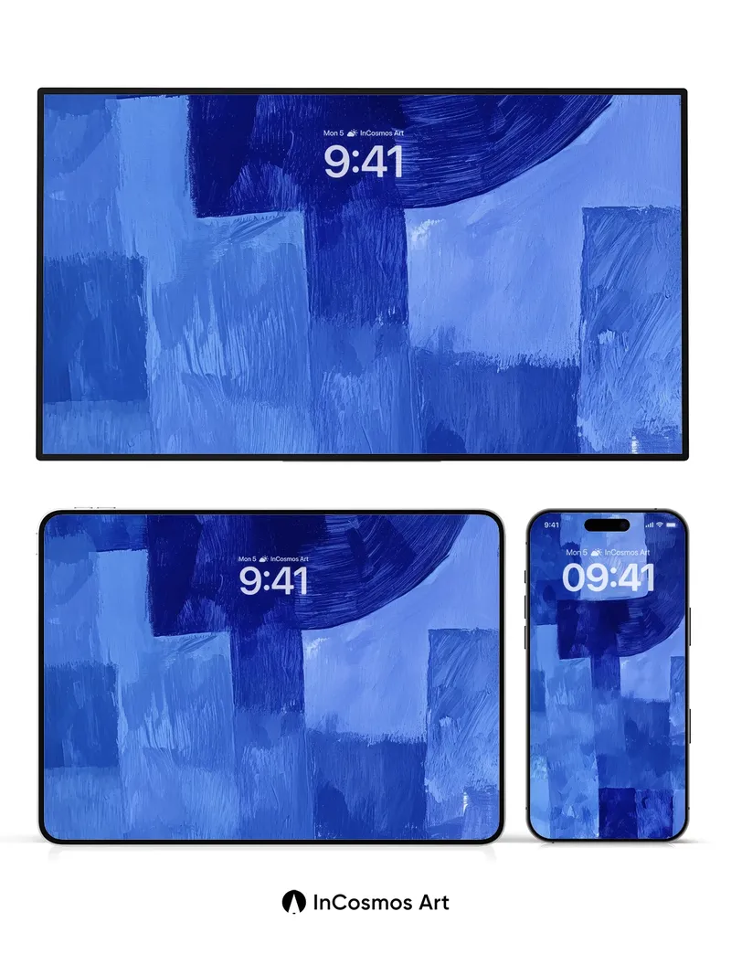 Cobalt Echo Wallpaper with Brushstroke Depth