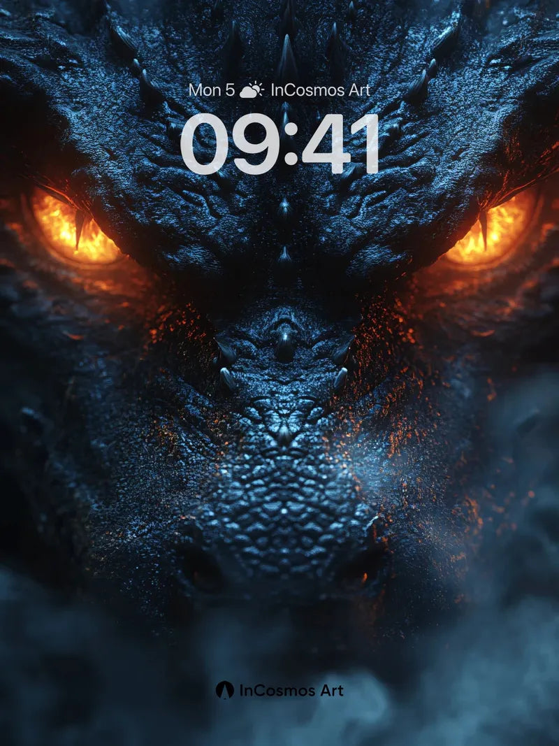 Obsidian Gaze Wallpaper with Ember Eyes