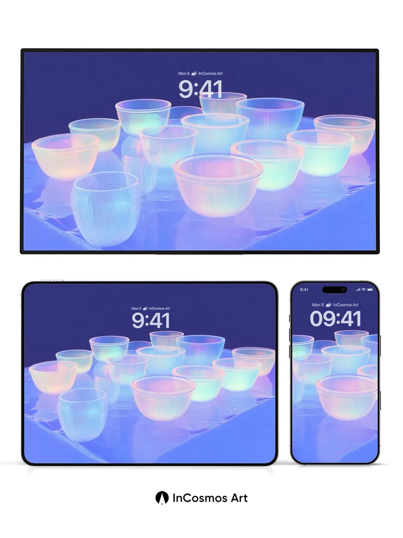 Luminous Cup Array Wallpaper with Ethereal Hues