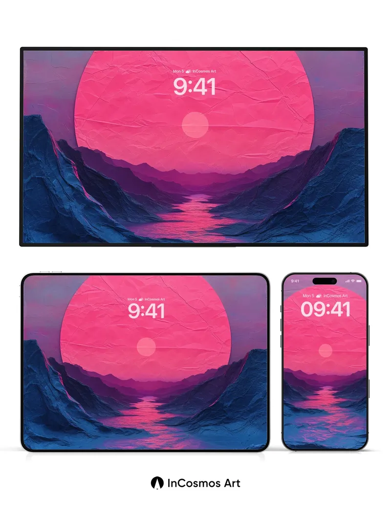 Crimson Horizon Wallpaper with Cracked Light