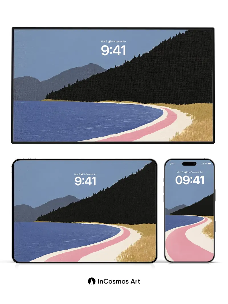 Serenity Curve Wallpaper with Pink Pathway