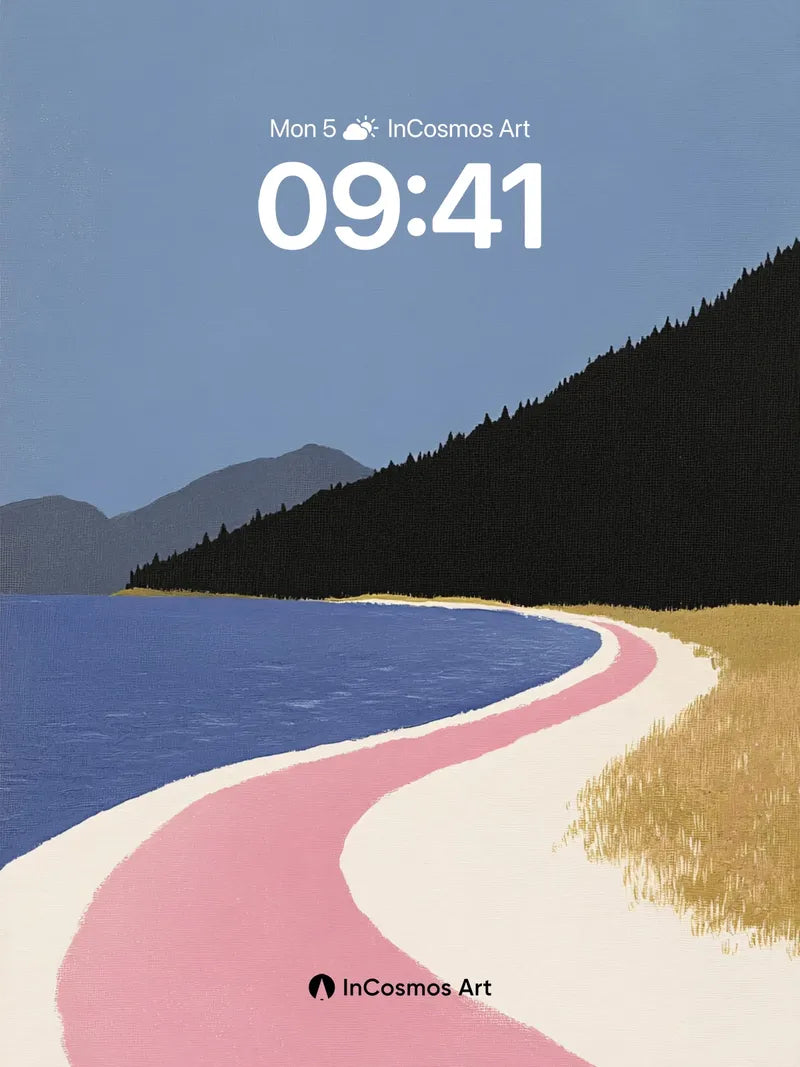 Serenity Curve Wallpaper with Pink Pathway