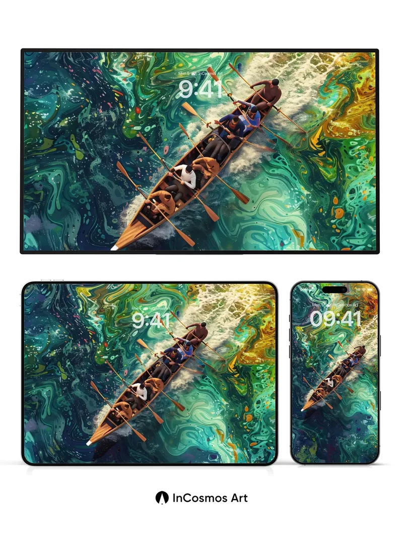 Surreal River Journey Wallpaper with Cosmic Currents