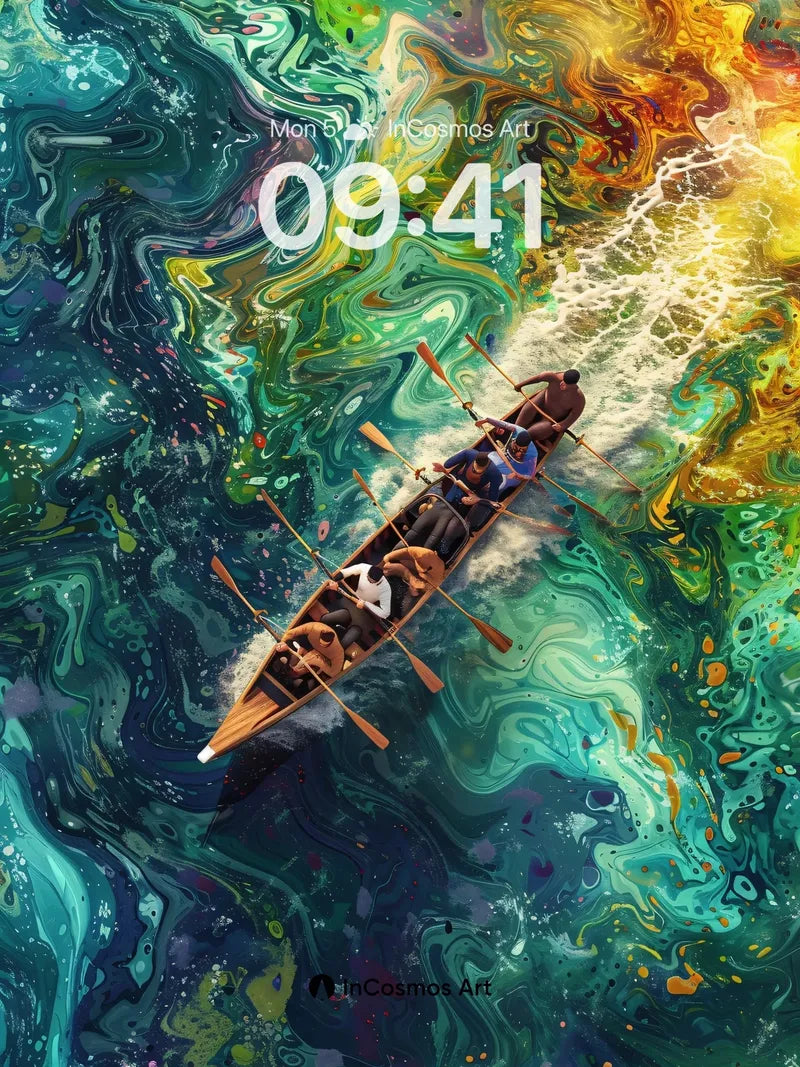 Surreal River Journey Wallpaper with Cosmic Currents
