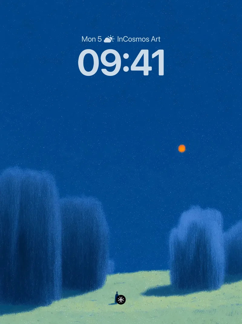 Serene Blue Solitude Wallpaper with Lone Figure wallpaper for iPhone, iPad & Mac