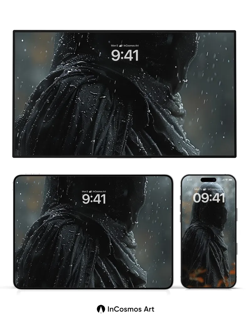 Shadowed Rainfall Wallpaper with Dripping Veil