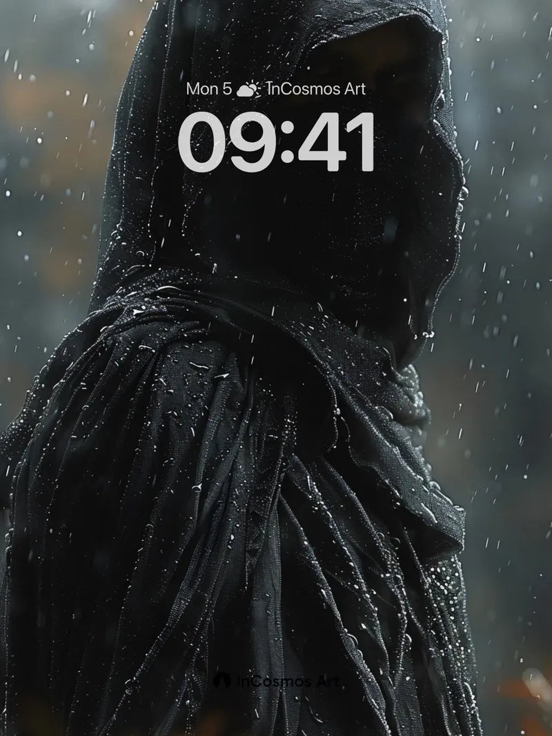 Shadowed Rainfall Wallpaper with Dripping Veil