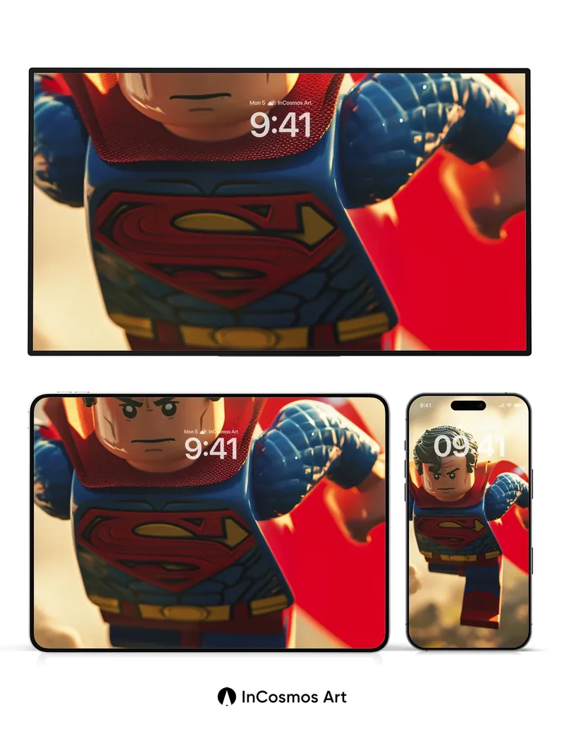 Heroic Flight Wallpaper with LEGO Texture