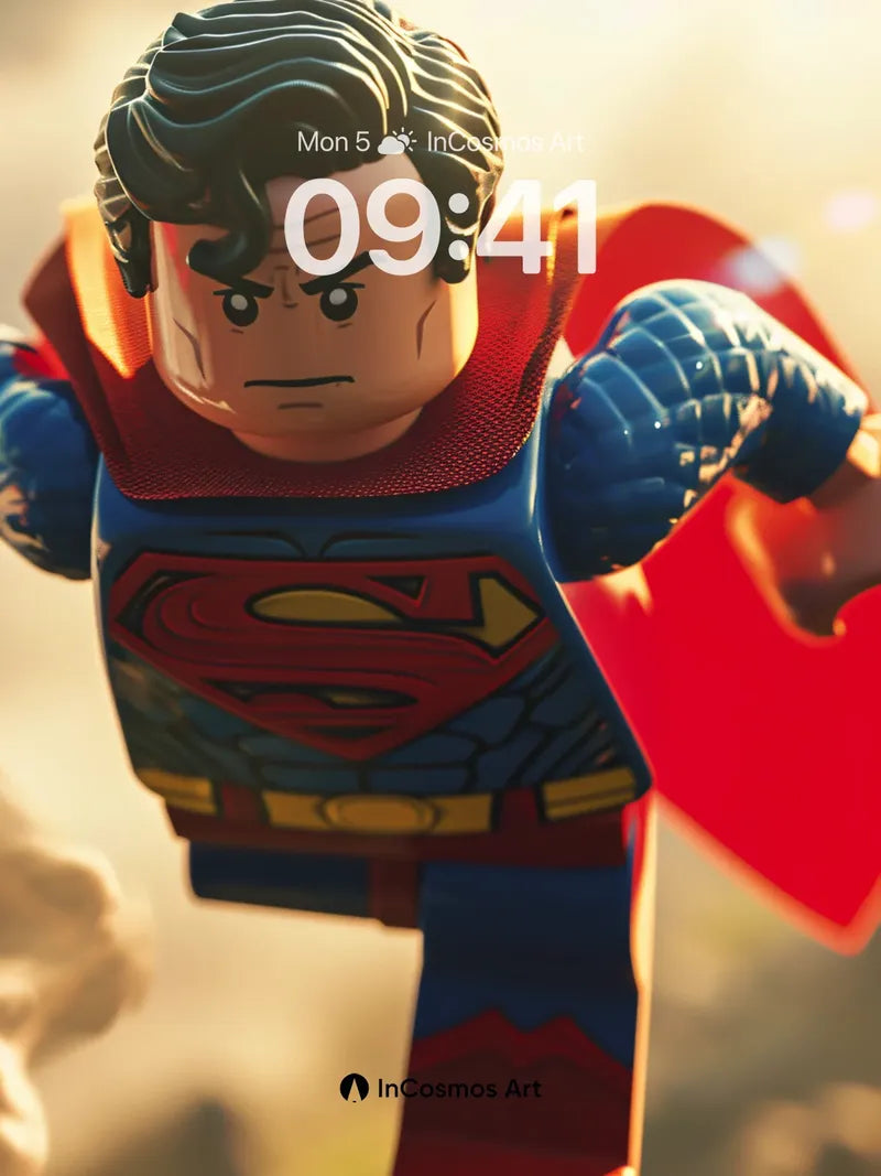 Heroic Flight Wallpaper with LEGO Texture