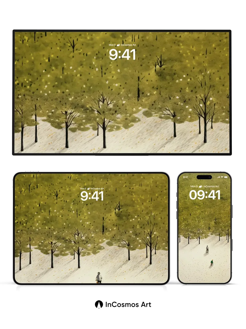 Golden Canopy Wallpaper with Silent Riders