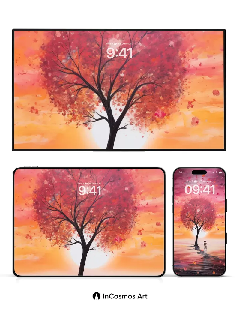 Serenity Bloom Wallpaper with Floating Petals