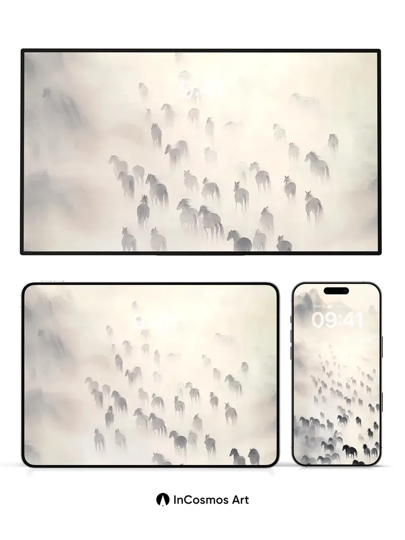 Mist-Ridden Herd Wallpaper with Ethereal Motion