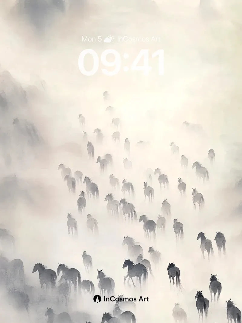 Mist-Ridden Herd Wallpaper with Ethereal Motion