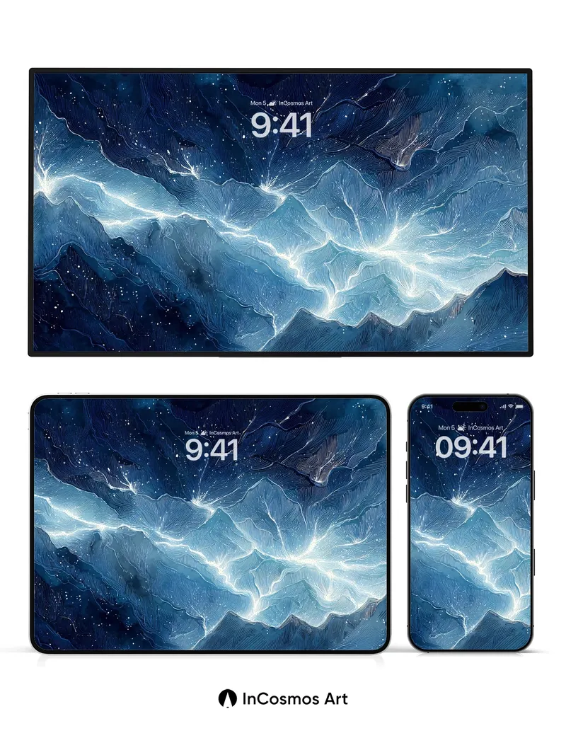 Electric Frost Wallpaper with Celestial Veins