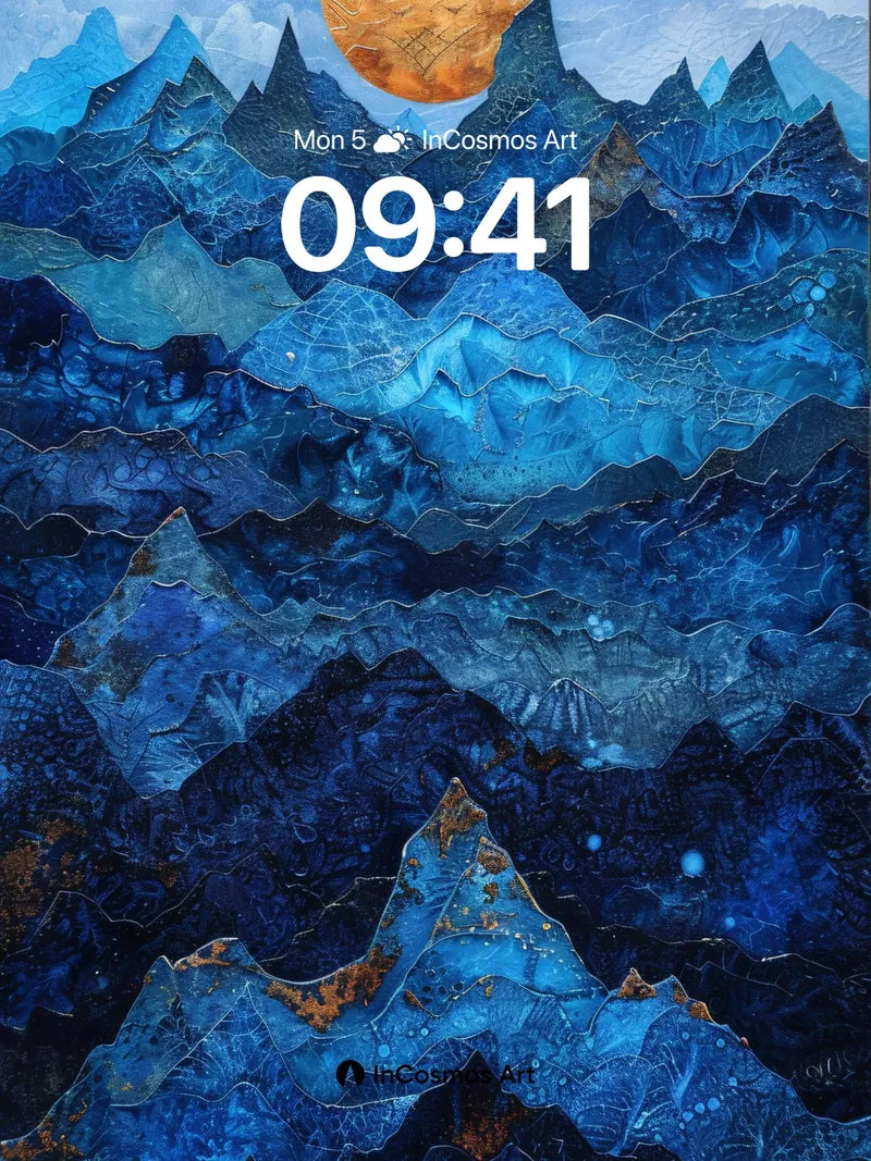 Cobalt Mirage Wallpaper with Golden Moon