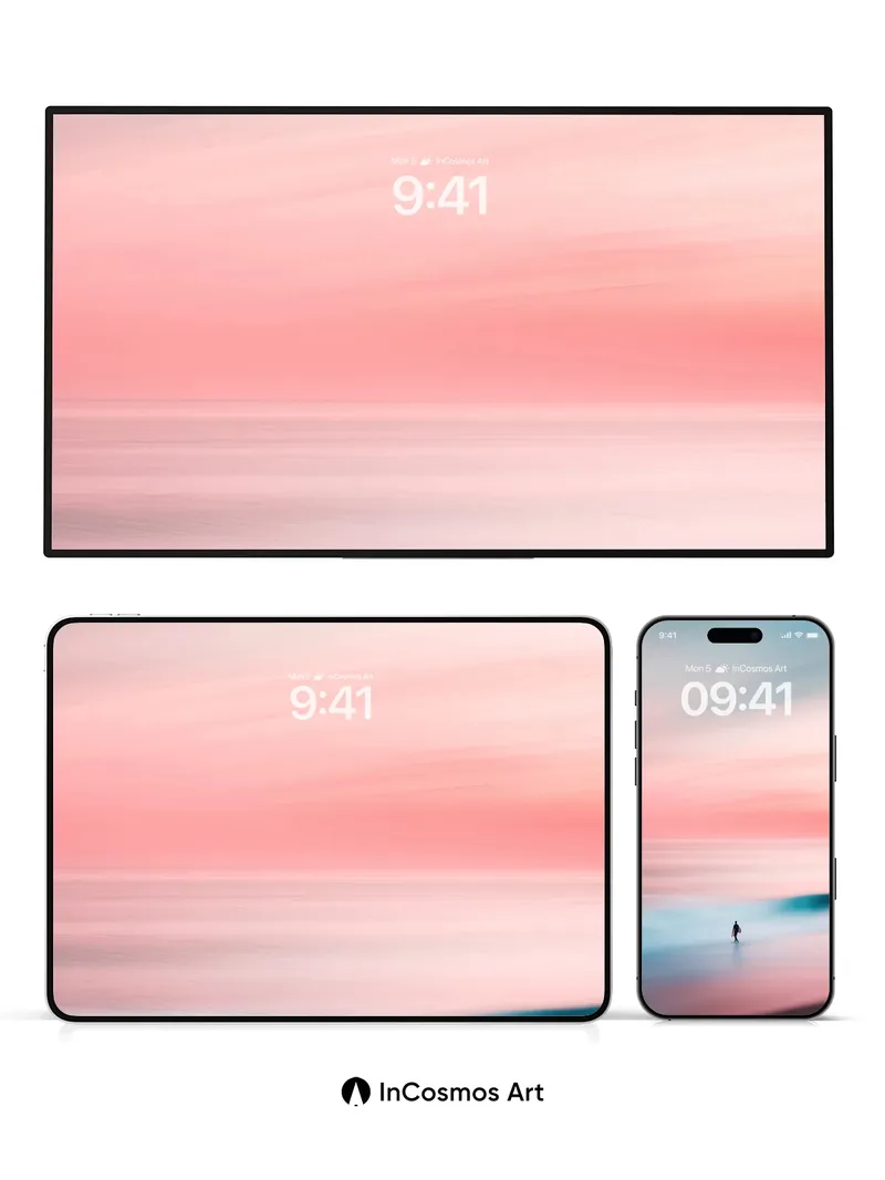 Serene Horizon Wallpaper with Soft Light Trails