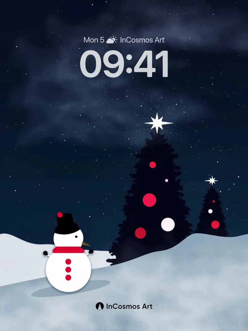 Starry Stillness Wallpaper with Silent Snowman