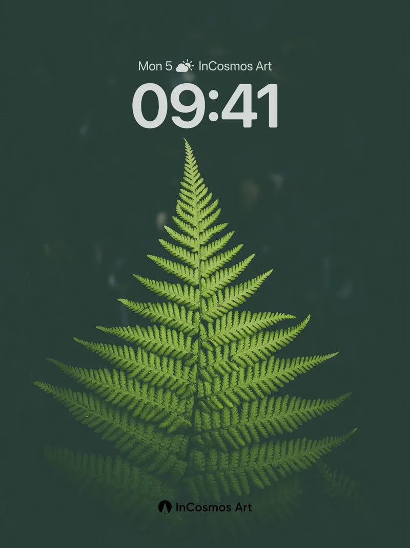 Serenity Fern Wallpaper with Midnight Reflection