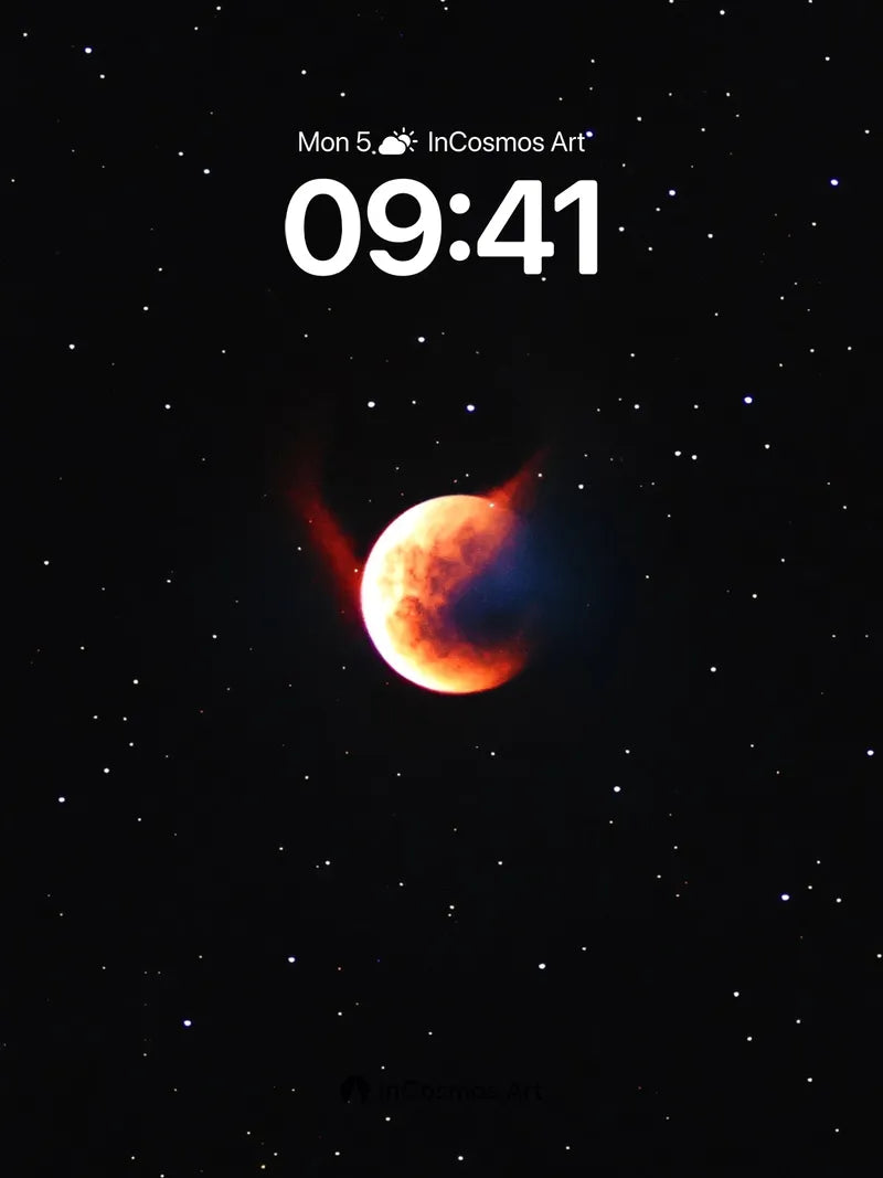 Crimson Eclipse Wallpaper with Starlit Veil