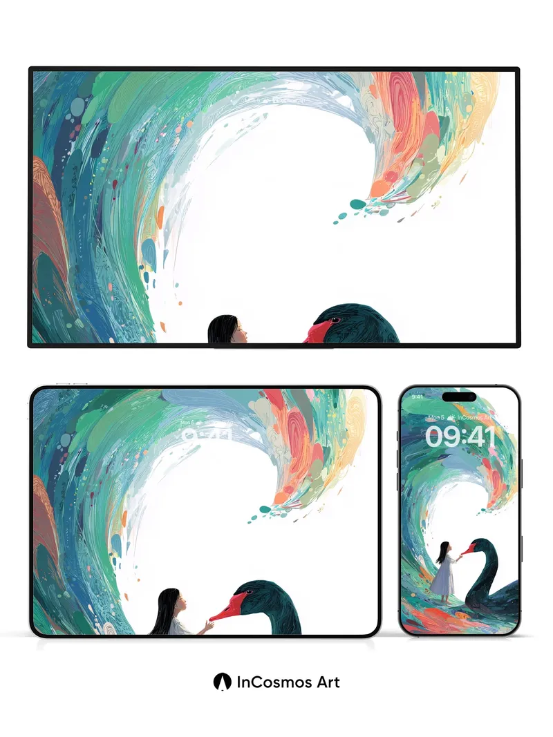 Whispering Wave Wallpaper with Swan's Touch