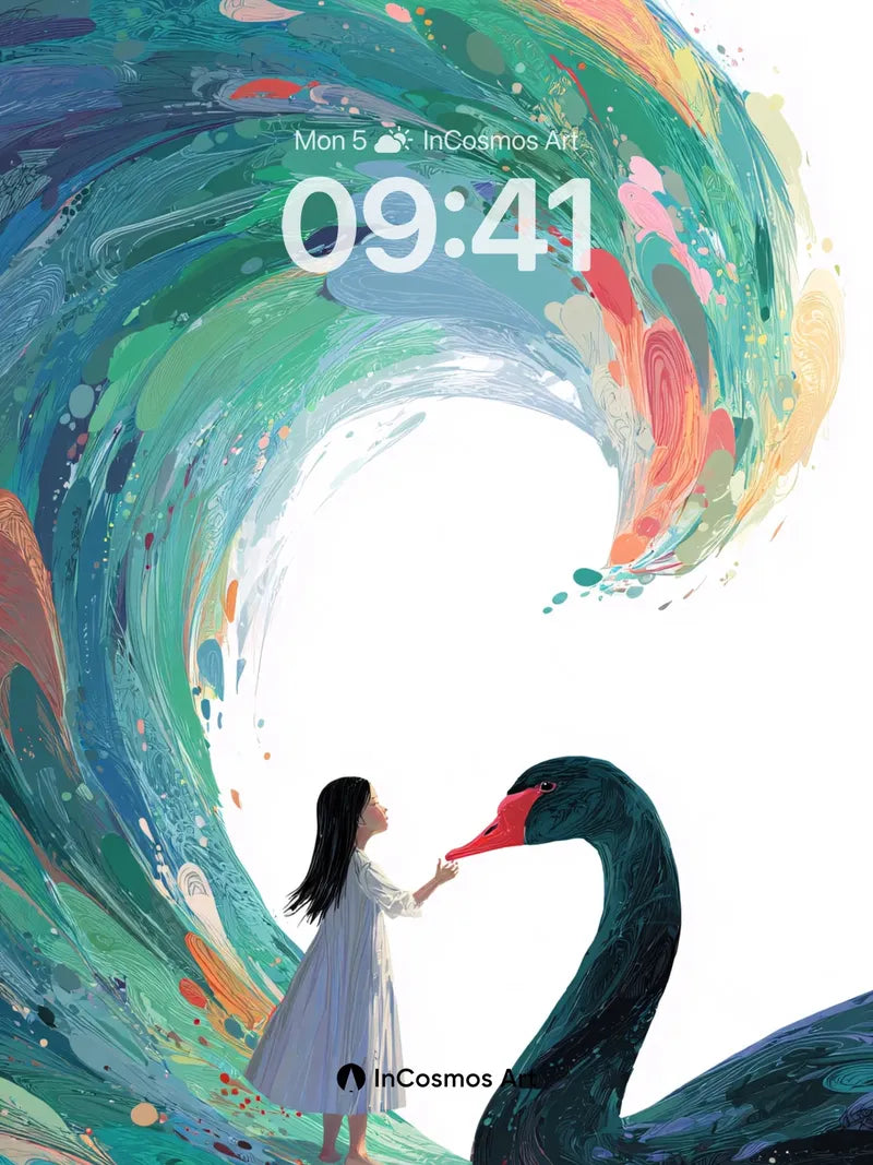 Whispering Wave Wallpaper with Swan's Touch