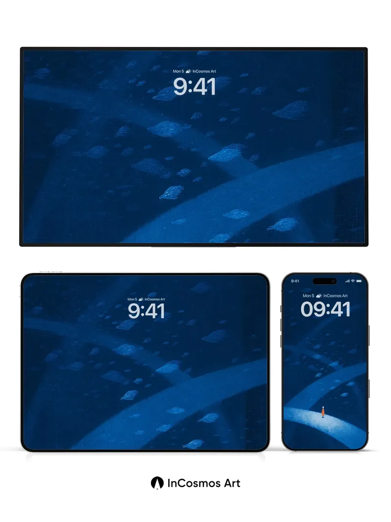 Serenity Curve Wallpaper with Floating Light