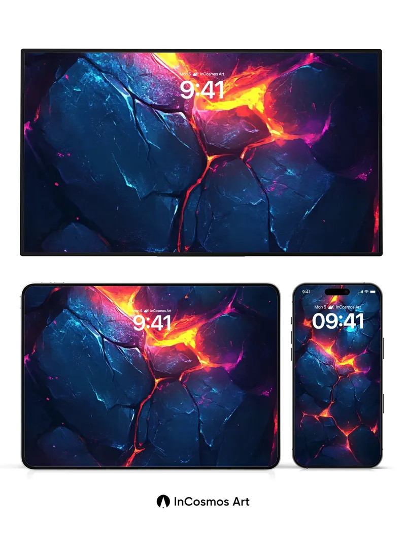 Lava Vein Wallpaper with Cracked Stone Pulse